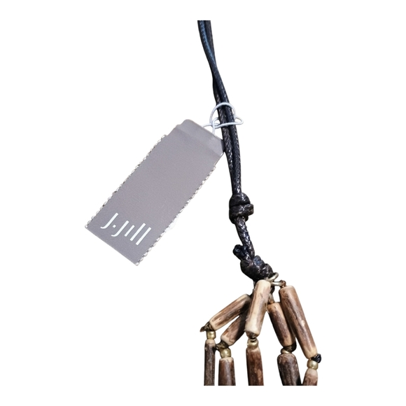 NWT J. Jill Brown Beaded Multi strand Necklace Gold Medallion Coastal Boho - Picture 4 of 5